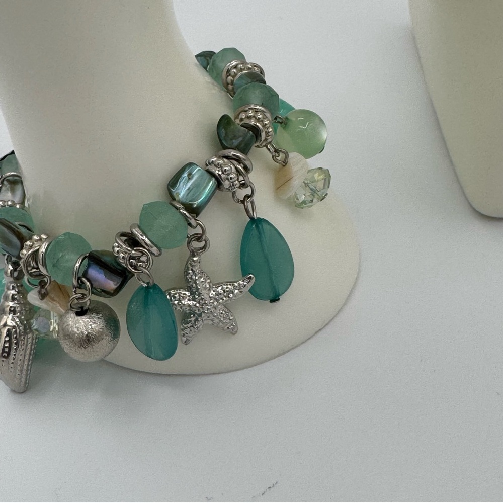 Hannah Brilliance Nautical Beach Ocean Sea Glass Sea Life Bracelet and Earrings - Picture 4 of 11